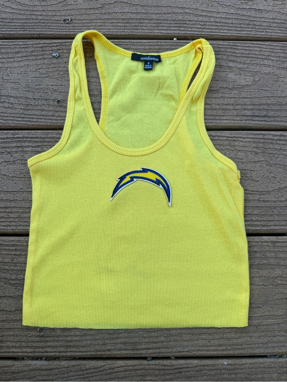 Los Angeles, Chargers Yellow Ribbed Racerback tank